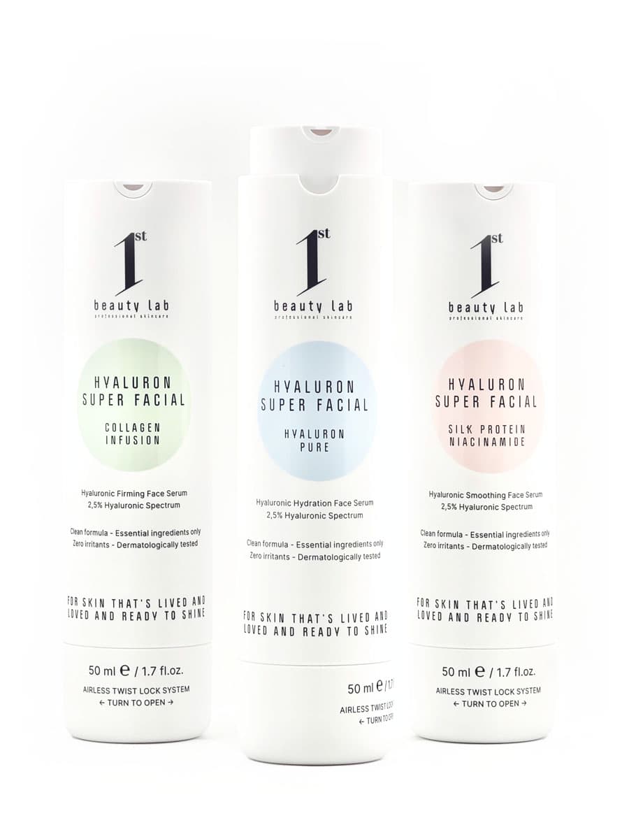The three serums HYALURON PURE, COLLAGEN INFUSION and SILK NIACINAMIDE
